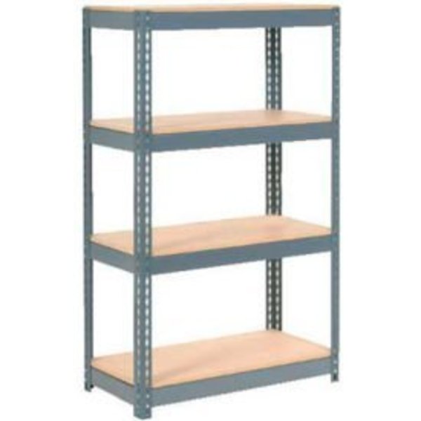 Global Equipment Extra Heavy Duty Shelving 36"W x 18"D x 60"H With 4 Shelves, Wood Deck, Gry 601879